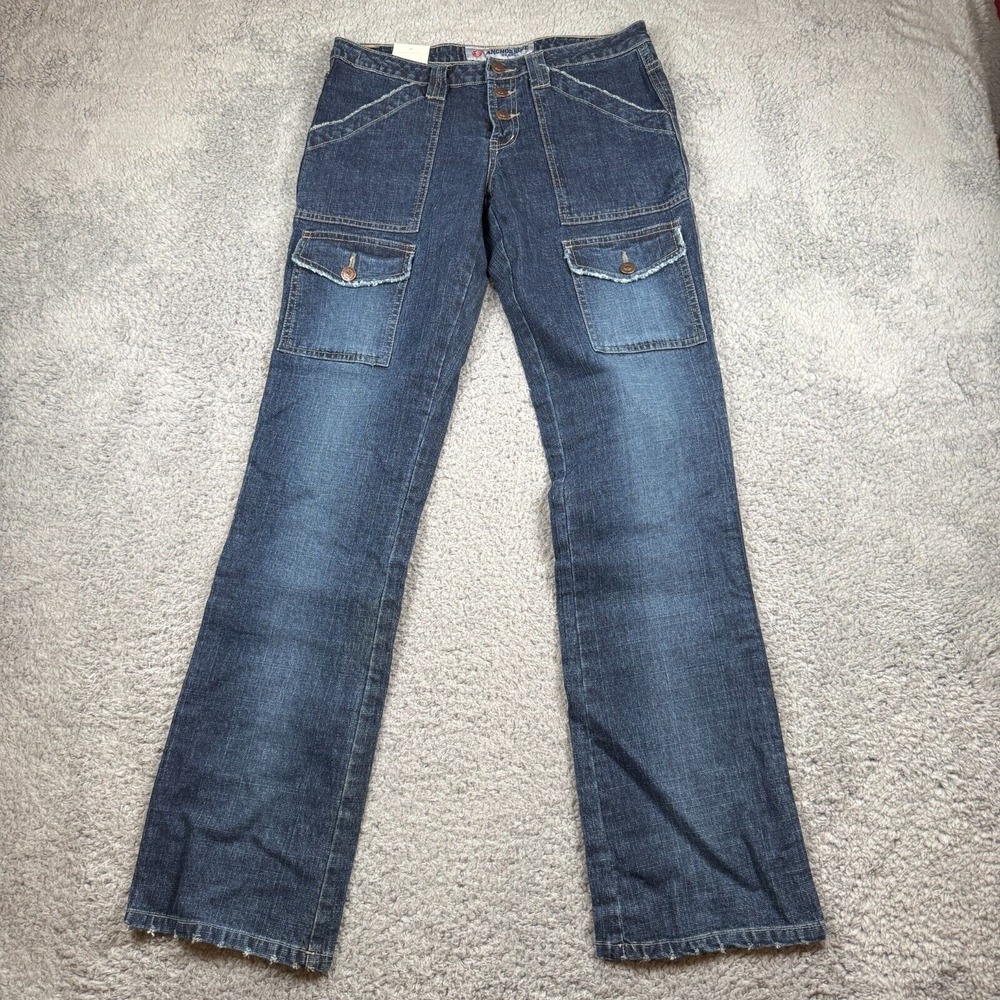 NWT Anchor Blue Jeans Blue Cargo Button Fly‎ Women's 90s Y2K Skater VTG Size 7